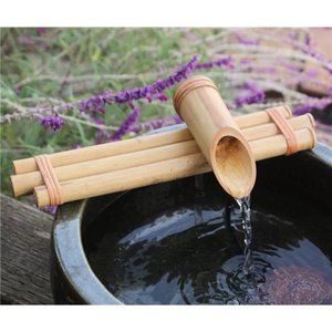 Bamboo Accents Water Fountain with Pump, Indoor/Outdoor Fountain, 12” Wide